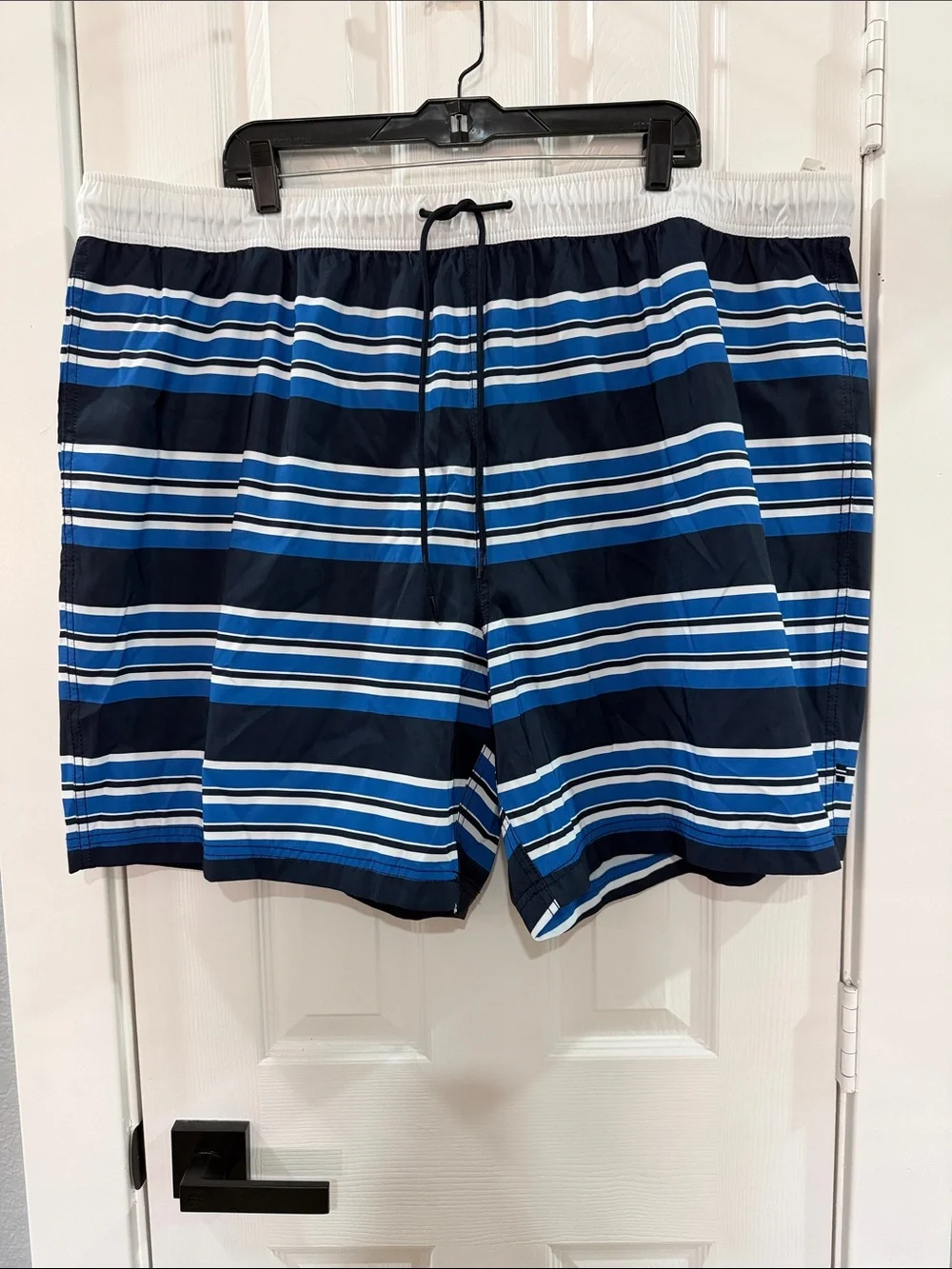 Men's Nautica Striped Blue Swim Trunks - Elastic Waist with Drawstring
